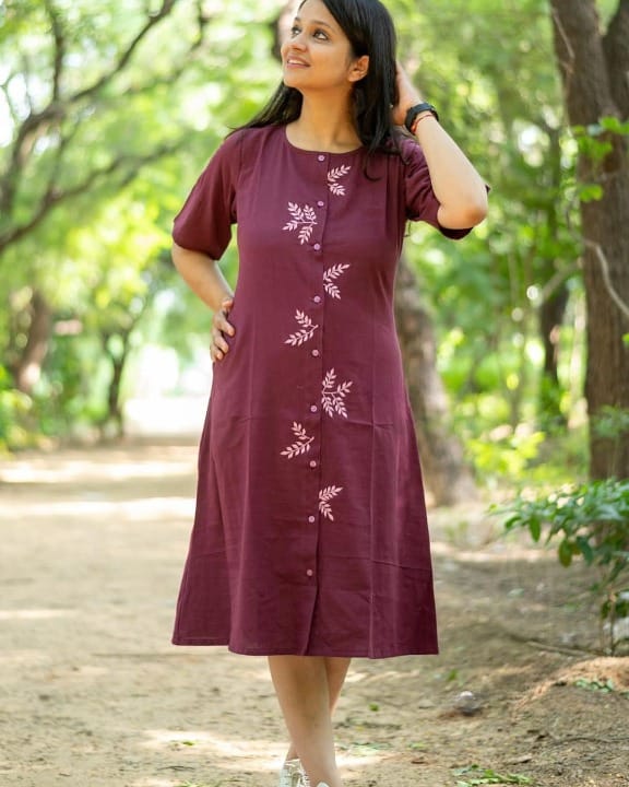 Women front button style aline kurta set Jaipuri Naari